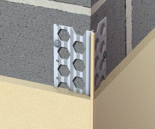 Corner bead in situ on blobkwork